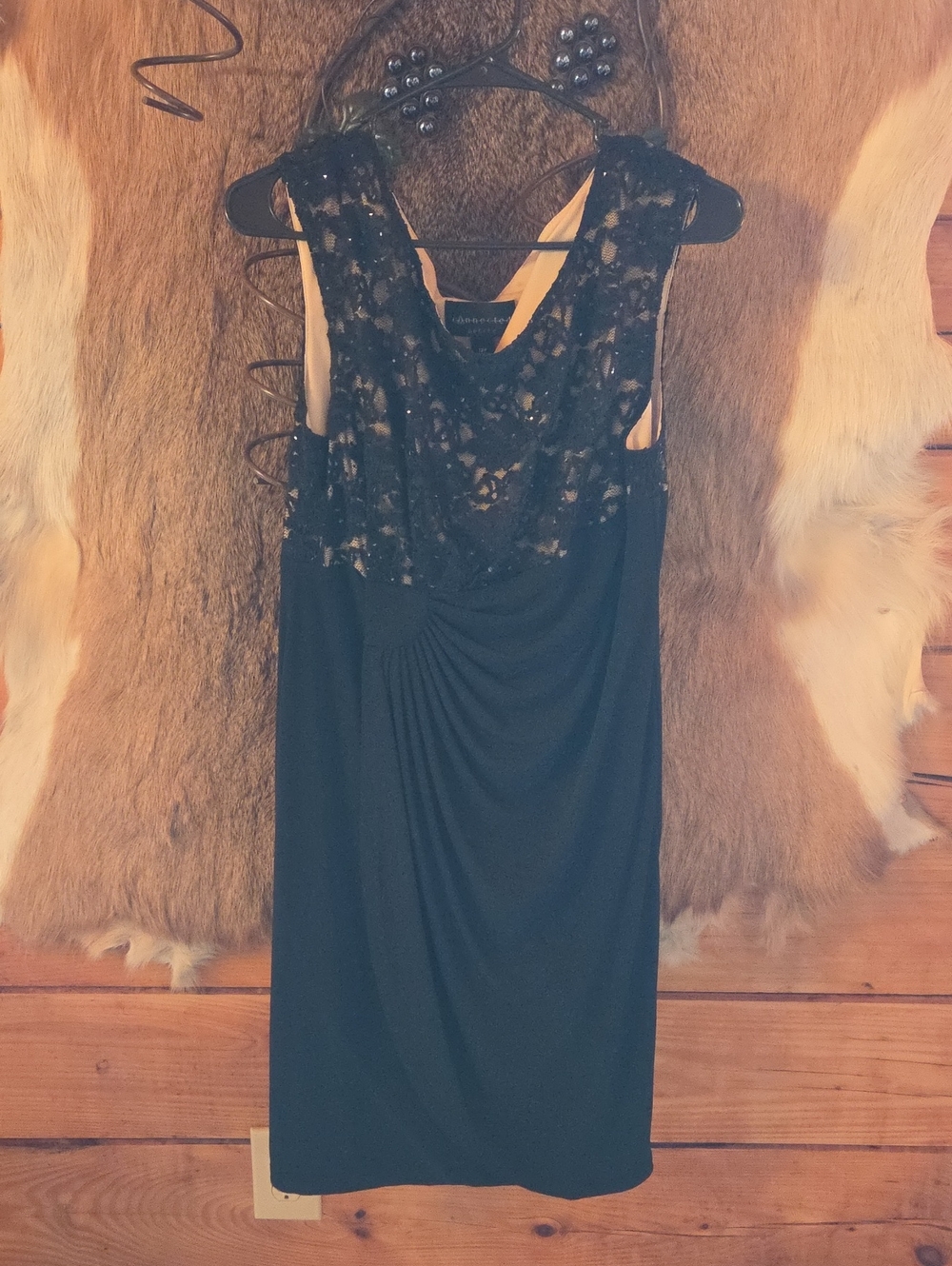 Black Lace-Top Sleeveless Midi Dress